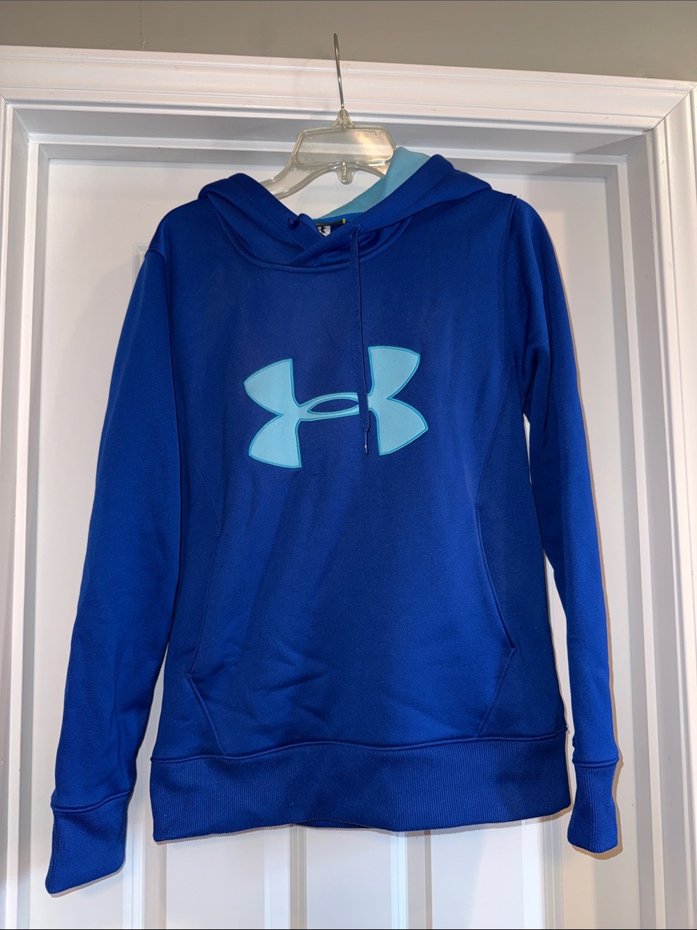 Under Armour Royal Blue Hoodie with Light Teal Logo